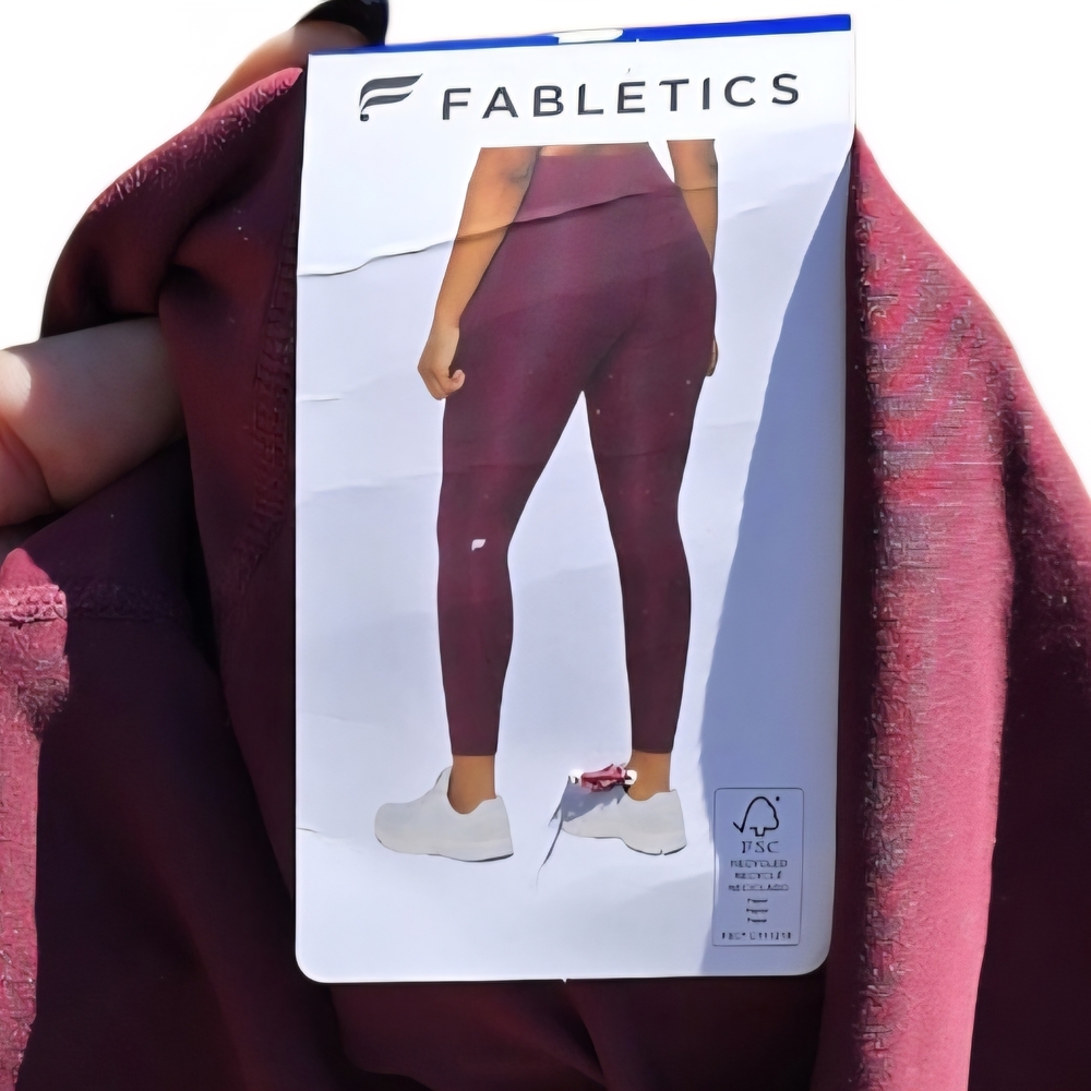 Fabletics PureLuxe High-Waist Leggings Dark Red w/ Pockets Size M 27" Inseam